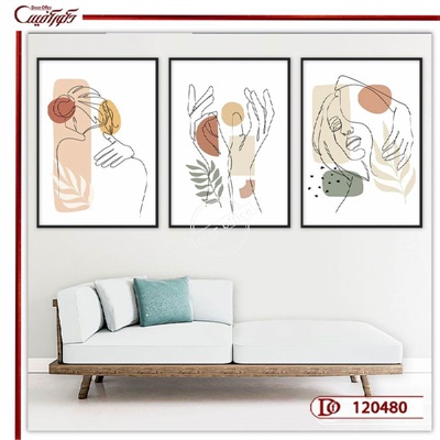 تابلو سه تکه لاین آرت چهره زن L120480