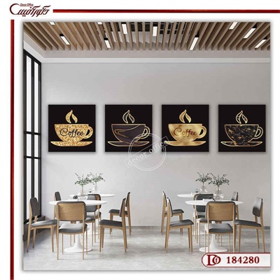 تابلو طرح فنجان قهوه 4 تکه K184280