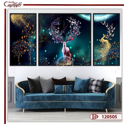 تابلو سه تکه گوزن فانتزی F120505